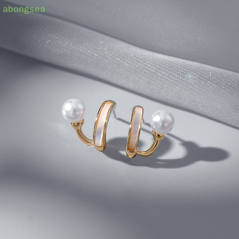 1 Cặp Bông Tai Ngọc Trai Giả Bằng Hợp Kim Thời Trang Hàn Quốc Đơn Giản Dành Cho Nữ