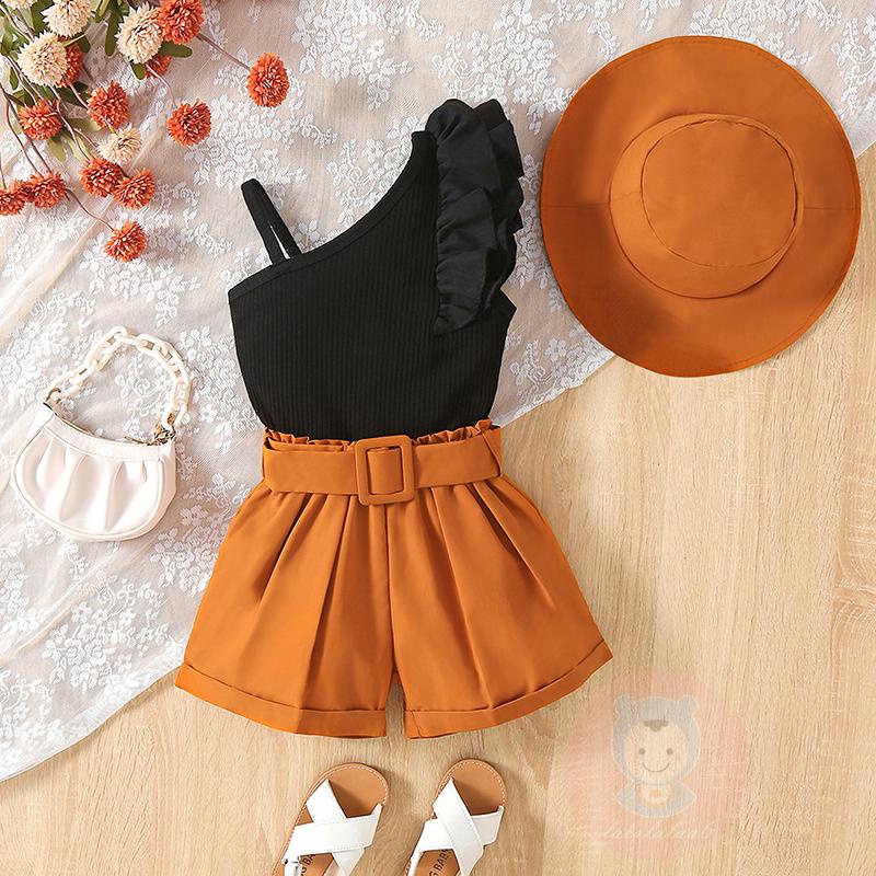 Set Áo Sát Nách + Quần Sọt + Mũ Cho Bé Gái LAA6-Kids