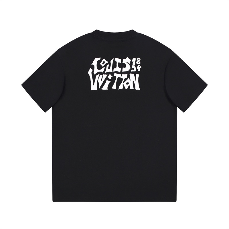 Áo Thun cotton unisex Cổ Tròn Ngắn Tay In Họa Tiết Trắng Đen L666V