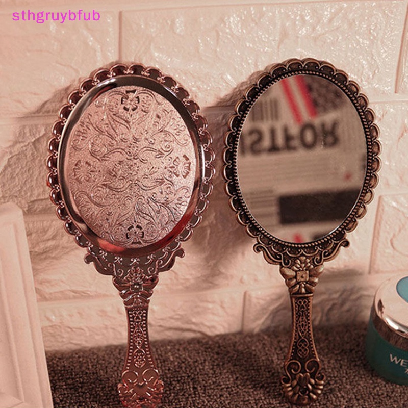 Gương Trang Điểm Cầm Tay Khắc Họa Tiết Phong Cách Vintage Dành Cho Salon / SPA