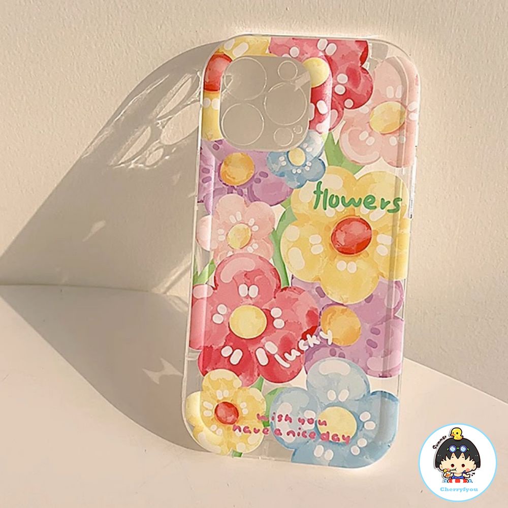 Ốp Điện Thoại TPU Mềm Dày Chống Sốc Họa Tiết Hoa Graffiti Cho IPhone 11 12 13 14 Pro Max