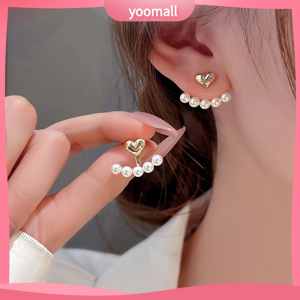 [YM] Cặp Bông Tai Ngọc Trai Hình Trái Tim Sang Trọng Cá Tính Hợp Thời Trang Nhẹ Nhàng Dành Cho Nữ