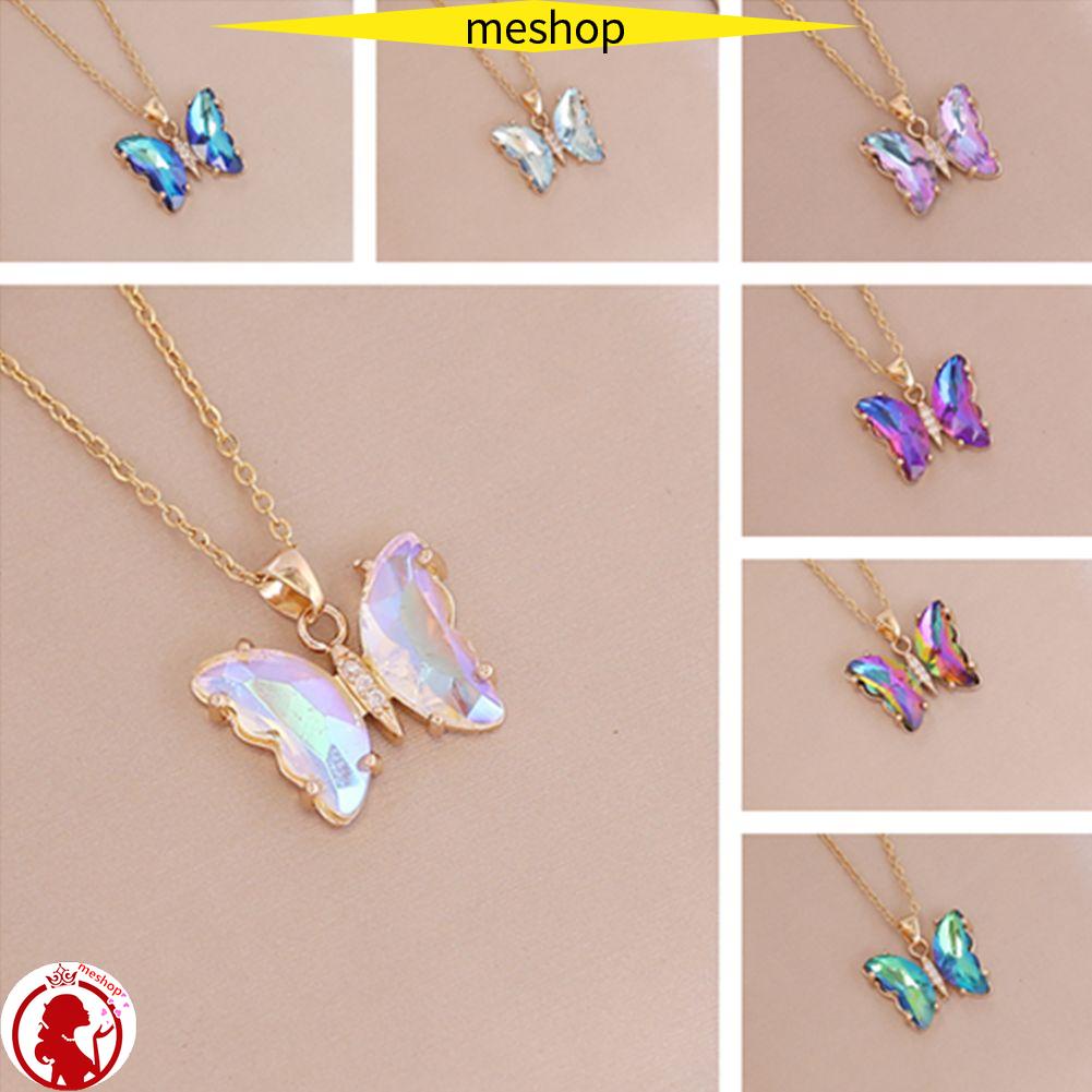 ME Vòng cổ Mặt Bướm Màu Gradient Thời Trang Cho Nữ|Bươm Bướm