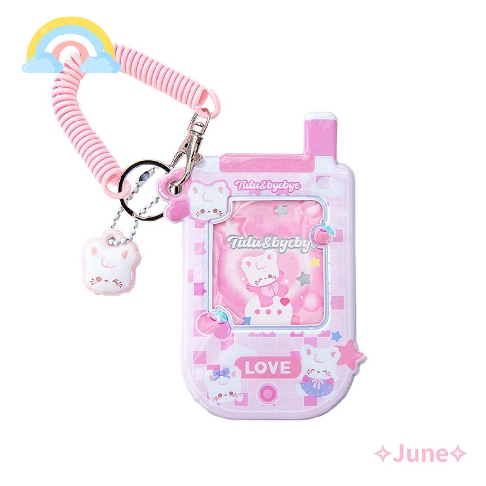 JUNE Kẹp Giữ Thẻ Điện Thoại Bằng PVC Hai Màu Hình Dạng Điện Thoại Sáng Tạo Thích Hợp Làm Quà Tặng Cho Học Sinh
