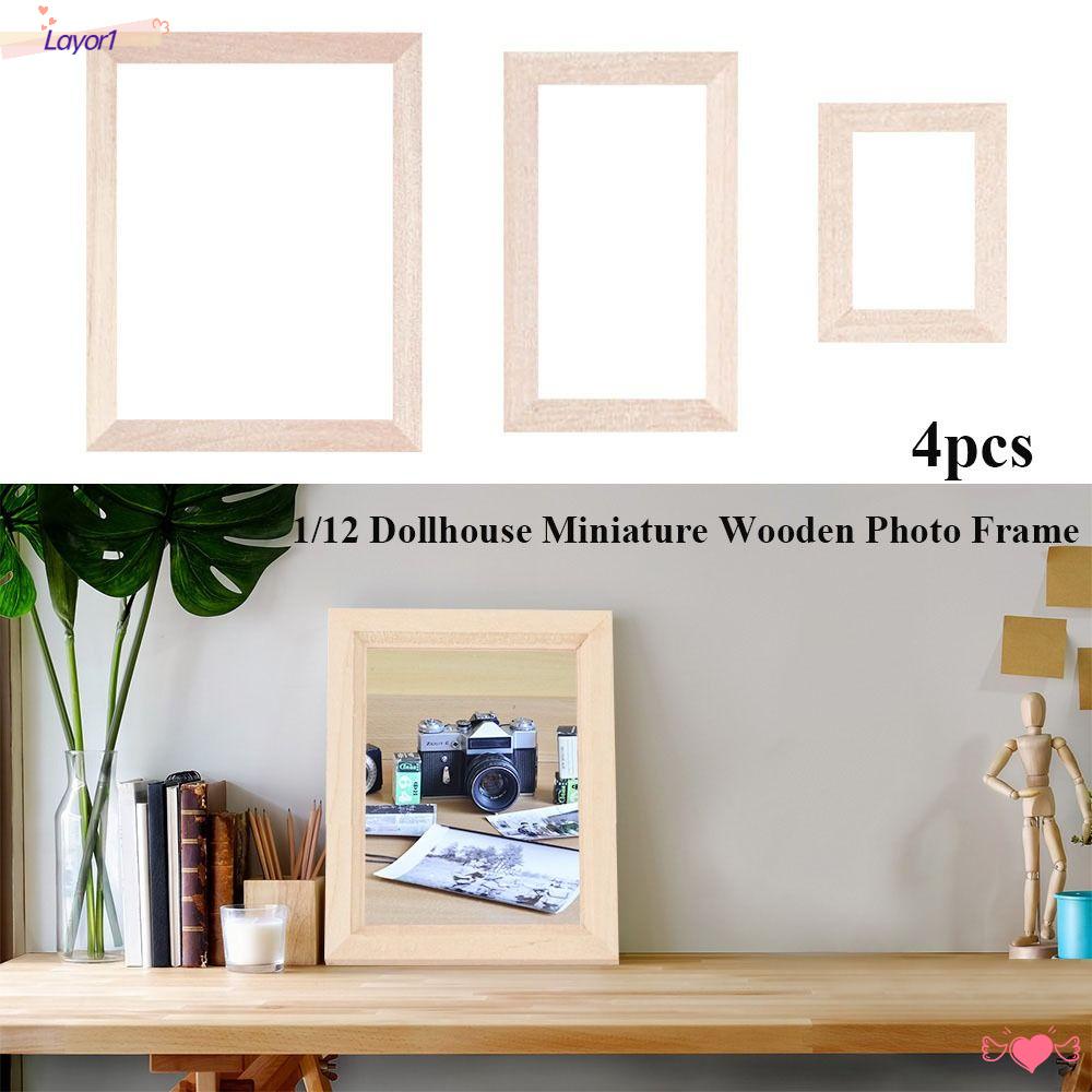 LAYOR1 Set 1 / 4 Nội Thất Gỗ 3 Kích Cỡ Tỉ Lệ 1 / 12 Trang Trí Nhà Búp Bê