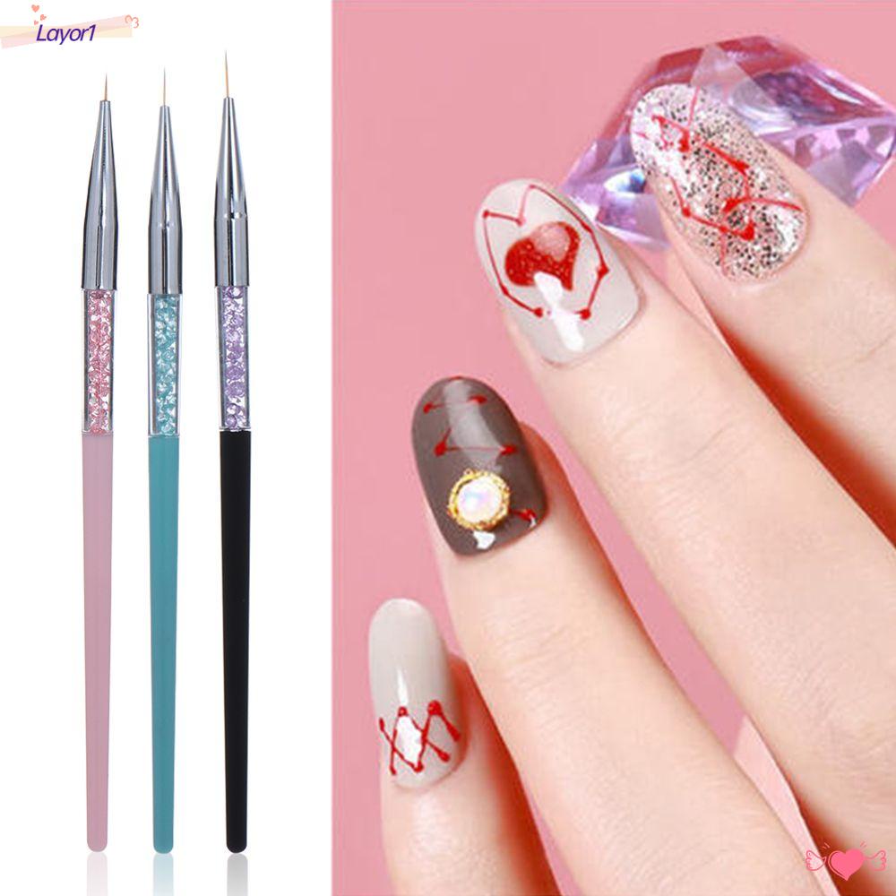 LAYOR1 1 Bút Vẽ Móng Trang Trí Nghệ Thuật 3D DIY|Bút Kẻ Sọc Caro Tay Cầm Bằng Nhựa Tiện Dụng