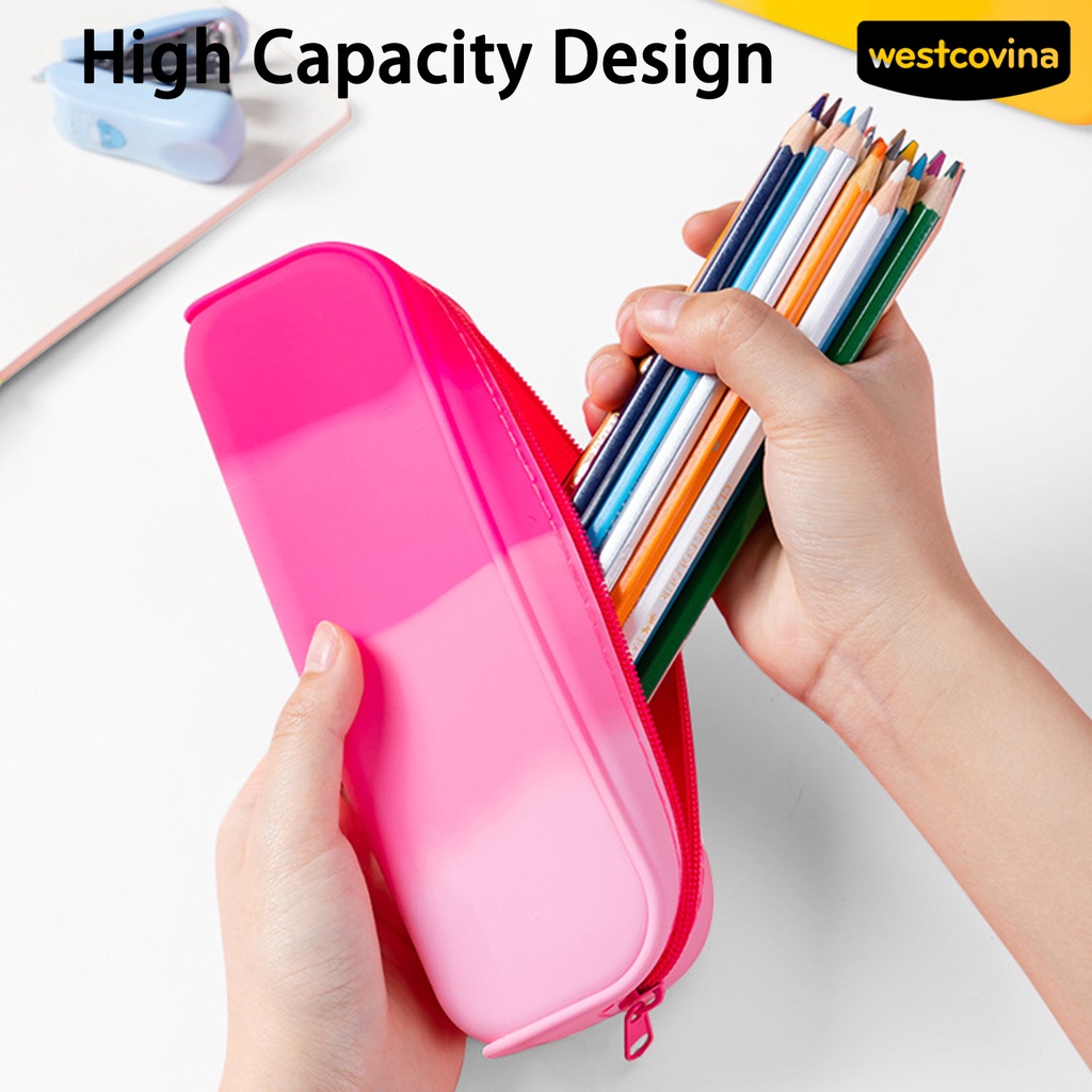 [WSTN]✎Túi Đựng Bút Bằng Silicone Dẻo Chống Nước Có Khóa Kéo Cho Học Sinh