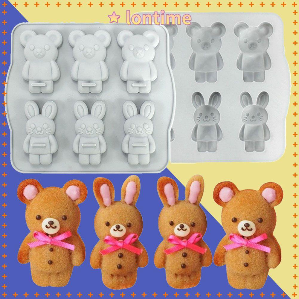 LONTIME Khuôn Silicone 6 Ngăn Làm Bánh Hình Thỏ Phục Sinh 3D