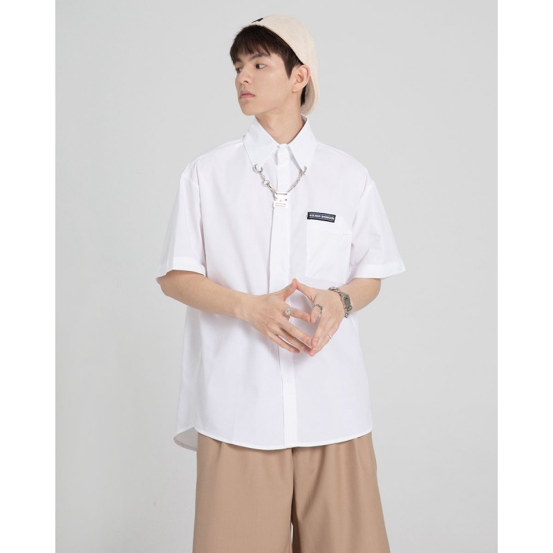 Áo Sơ Mi Ngắn Tay Dáng Rộng Thời Trang Mùa Hè 2023 Giản Dị Dành Cho Nam