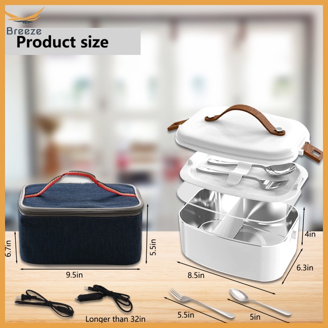 Hộp Cơm Trưa Hâm Nóng Bằng Thép Không Gỉ 304 Dung Tích Lớn 12v 1.8l Tiện Dụng