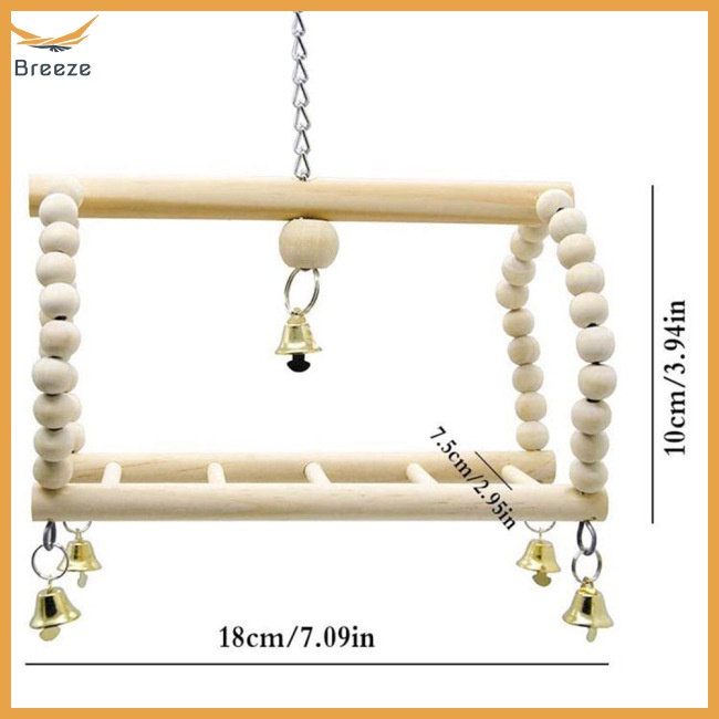 Bộ Đồ Chơi Đứng Bằng Gỗ Tự Nhiên Có Chuông Treo Lồng Chim Vẹt