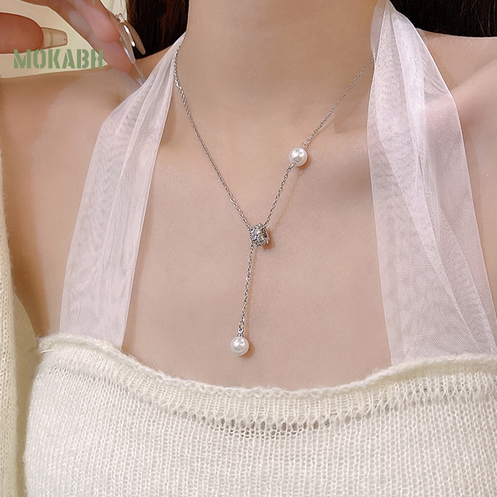 [Mok Abh] Vòng cổ Chuỗi Hạt Ngọc Trai Giả Sang Trọng Chống Phai Màu Trang Sức Sang Trọng Cho Nữ