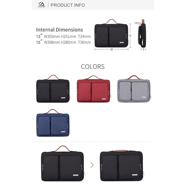 CanvasArtisan Túi Đựng Laptop Chống Sốc Chống Nước Dày Dặn Cho Macbook Air Pro Acer Dell 13 15 inch