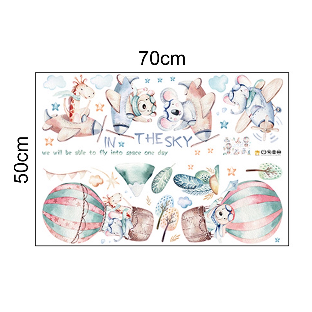 Miếng Dán Tường Bằng PVC Chống Thấm Nước Họa Tiết Hoạt Hình Động Vật Và Bong Bóng Xinh Xắn