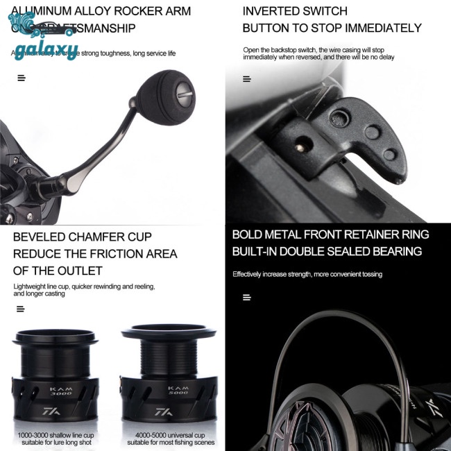 Galaxy Máy Câu Cá Tốc Độ Cao 6.2: 1 11.5kg Max Drag Kam1000-5000# Cuộn Dây Câu Cá Chuyên Dụng Chất Lượng