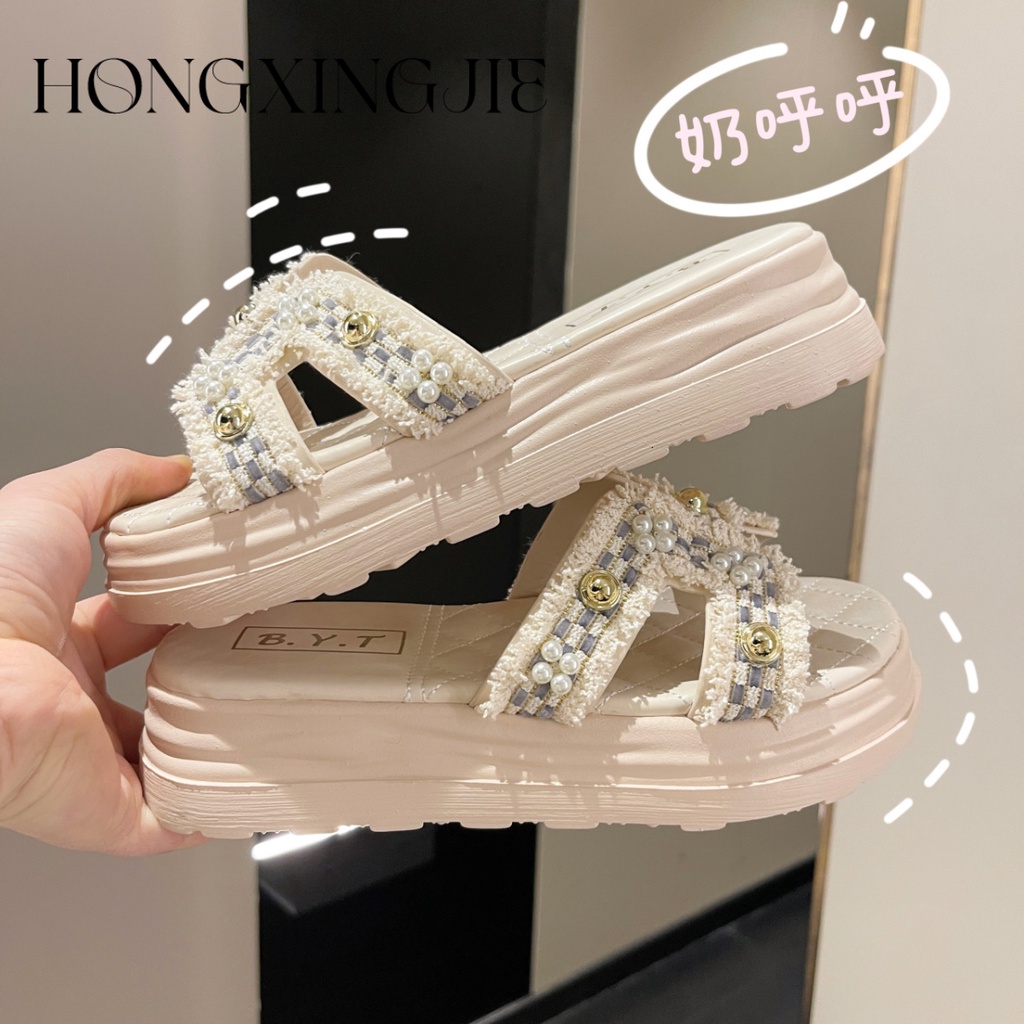HONGXINGJIE dép sandal nữ dép đế cao Xu hướng thời trang năm 2023NEW      062106