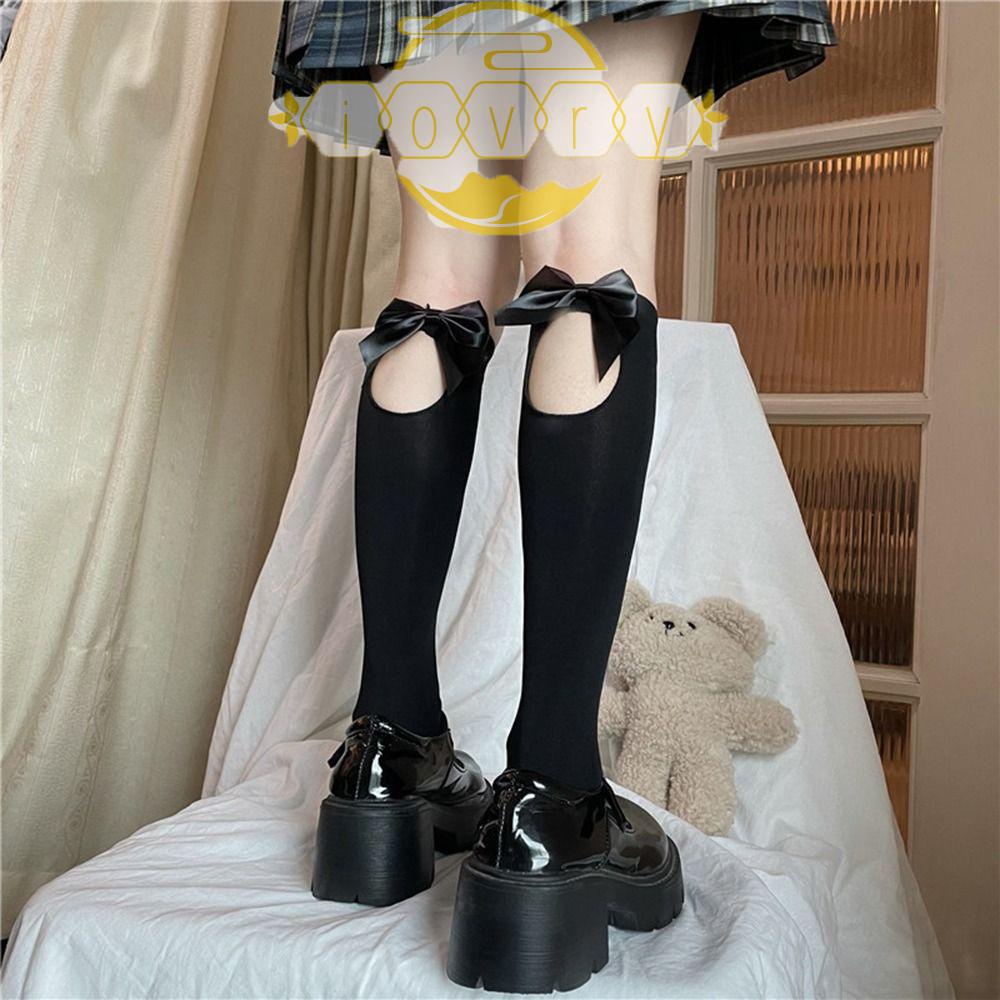 IVORY Tất Lửng Co Giãn Đính Nơ Dễ Thương Phong Cách Hàn Quốc Cho Nữ