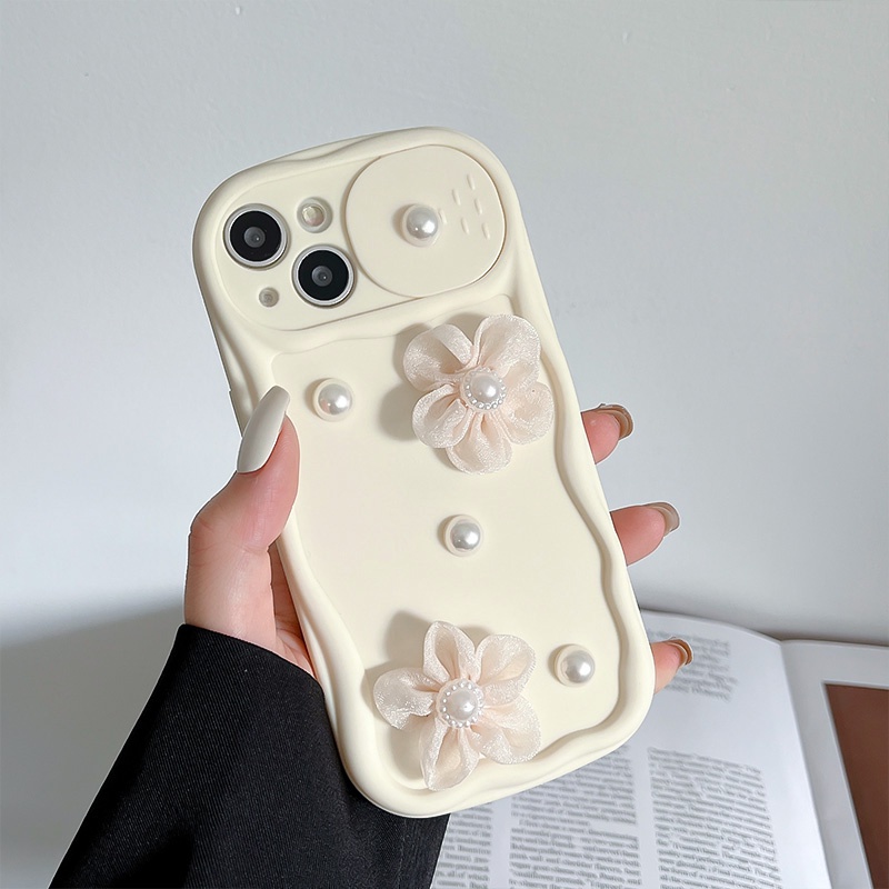 Ốp Điện Thoại TPU Mềm Chống Sốc Đính Hạt Ngọc Trai Và Hoa 3D Dành Cho Apple IPhone 14 13 12 11 Pro Max