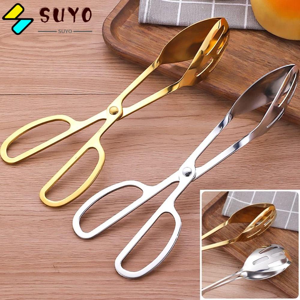 Suyo Set 2 Kẹp Gắp Bánh salad Bằng Thép Không Gỉ Màu Vàng / Bạc Cho Nhà Bếp