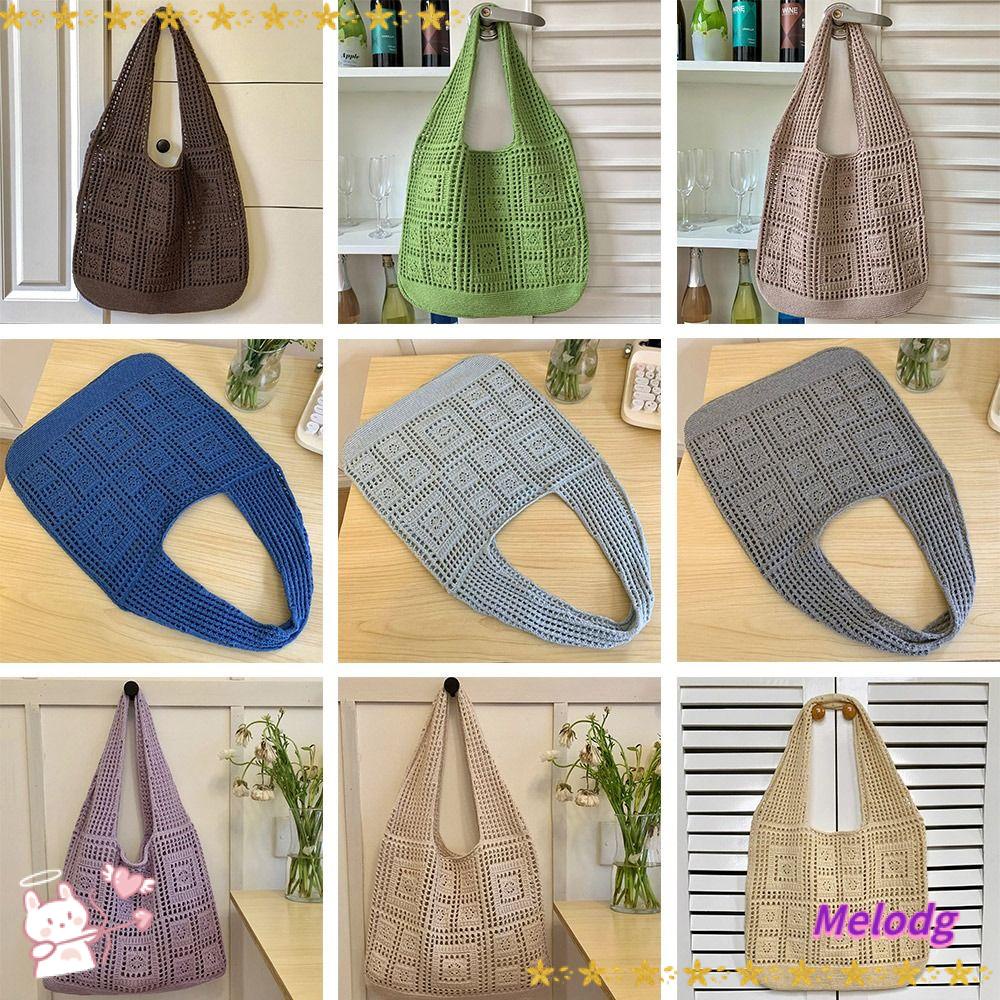 MELODG Túi Xách Đan Len Đeo Vai Sức Chứa Lớn Thời Trang Cho Nữ