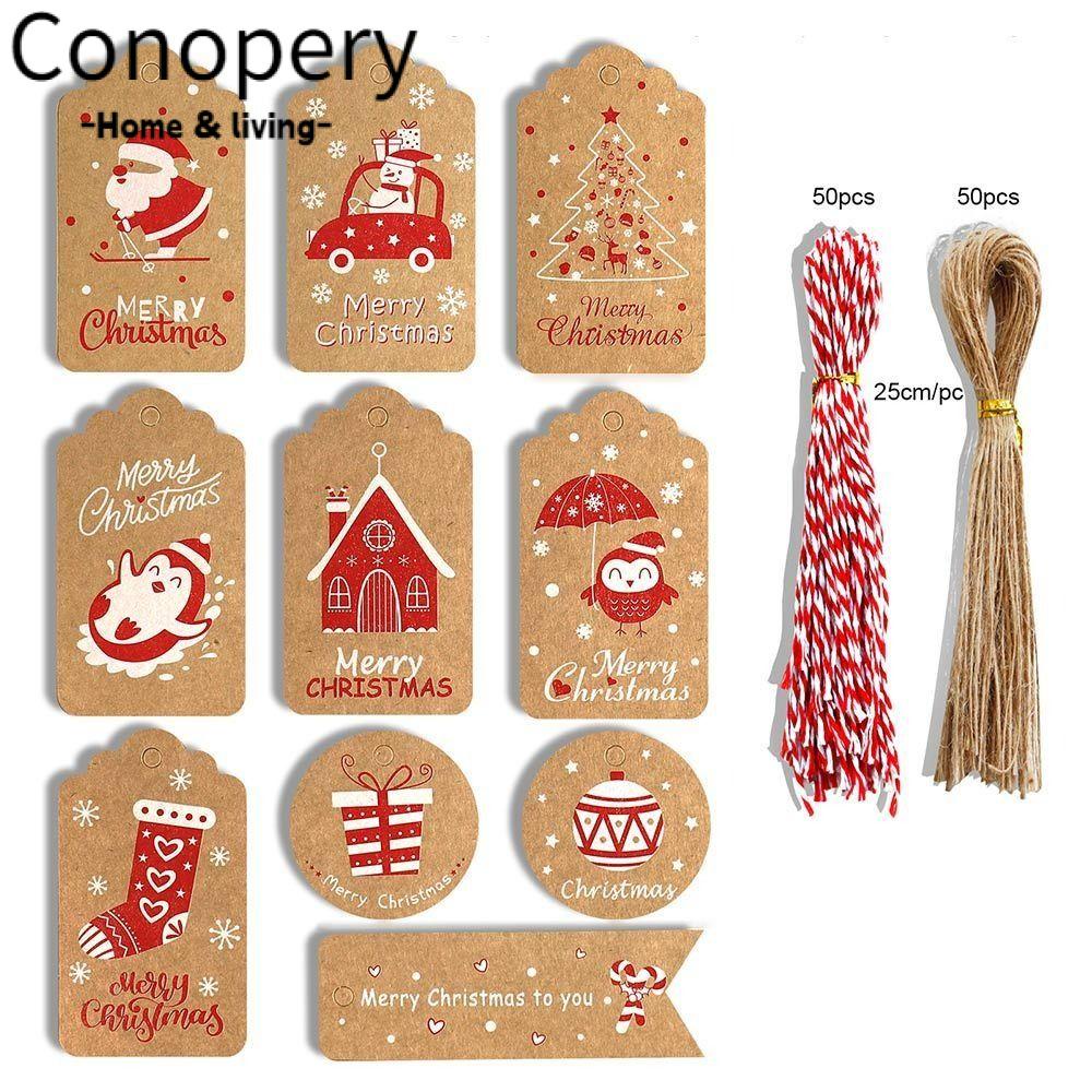 CONOPERY Set 100 Thẻ Giấy Kraft Trang Trí Giáng Sinh