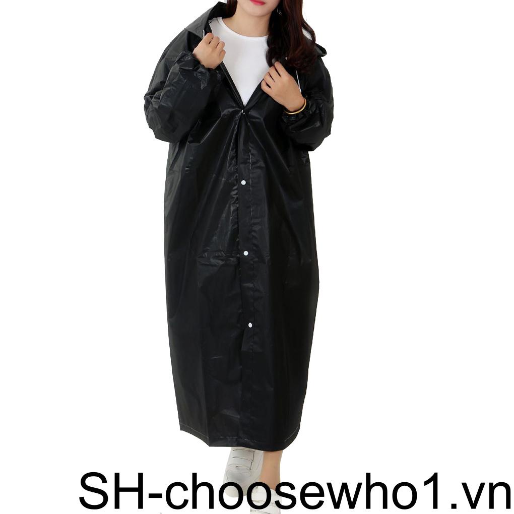 Bộ Đồ Đi Mưa 2 Món Màu Đen Có Mũ Trùm Phối Dây Rút Thoáng Khí Chống Thấm Nước Tiện Dụng Cho Nam Và Nữ