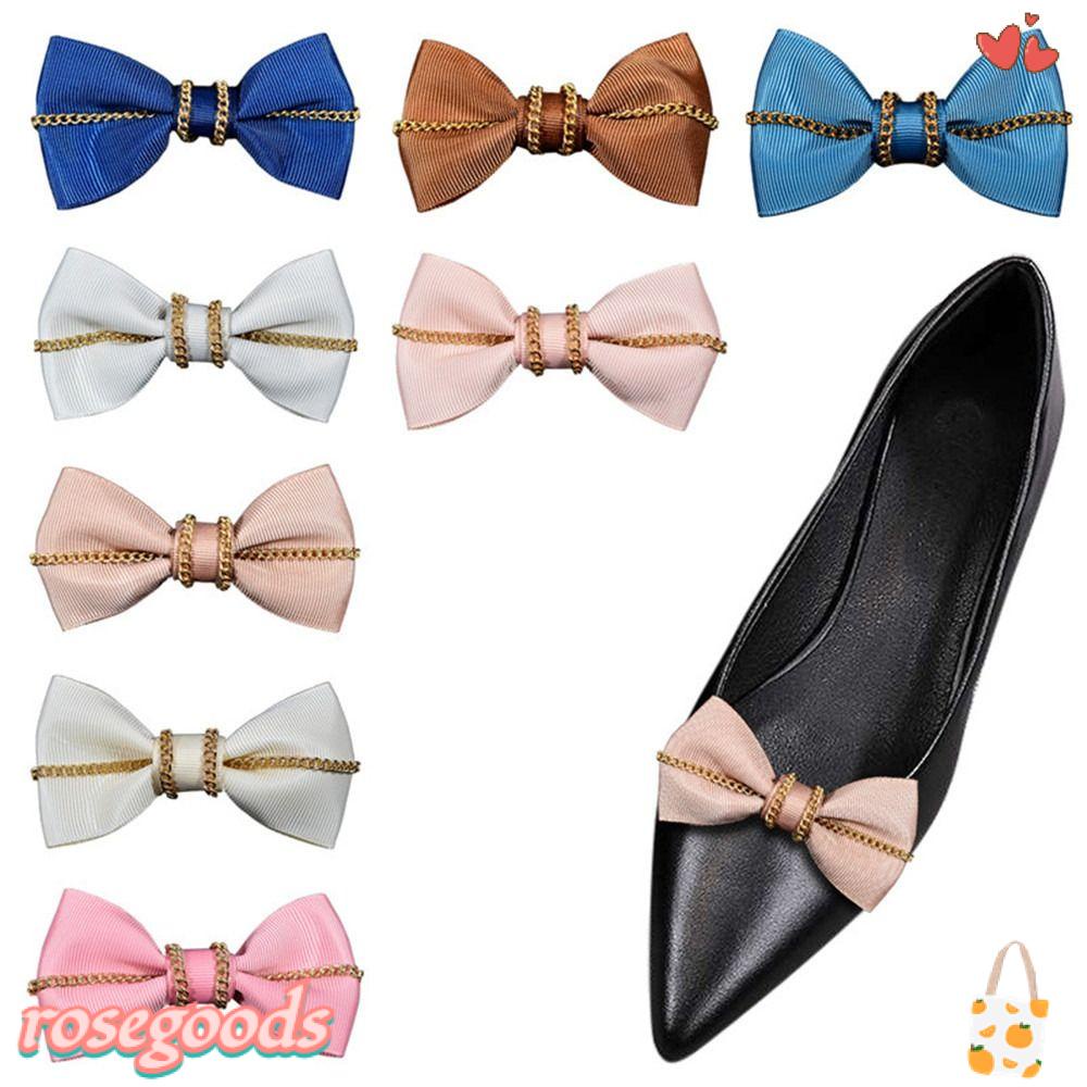 ROSE Set 2 Kẹp Giày Đính Nơ Ruy Băng Tháo Rời Được Cho Cô Dâu