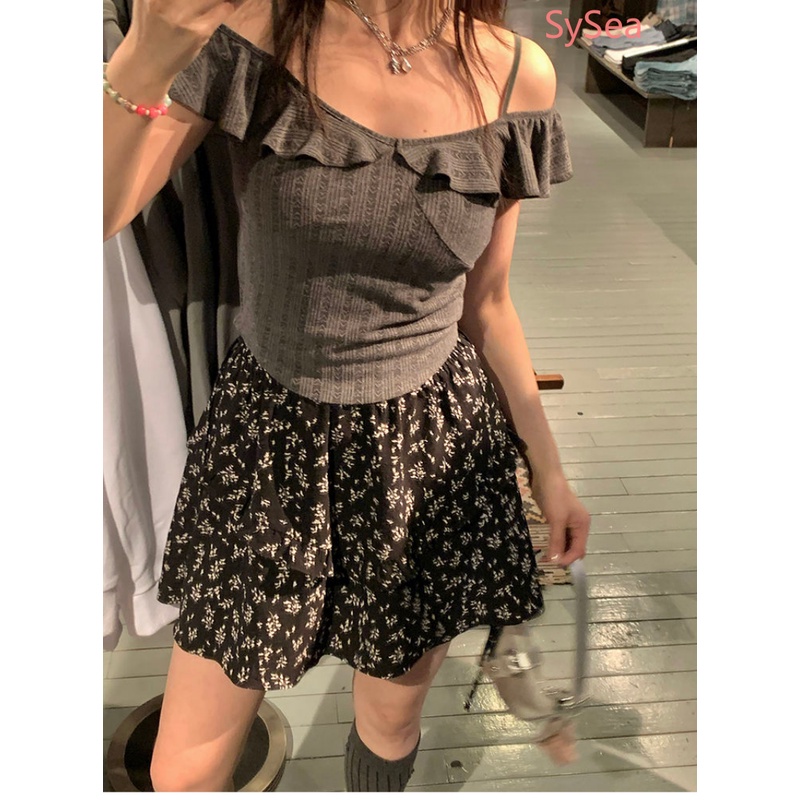 Áo Kiểu Trễ Vai Phối Bèo Thời Trang Mùa Hè Hàn Quốc Cho Nữ