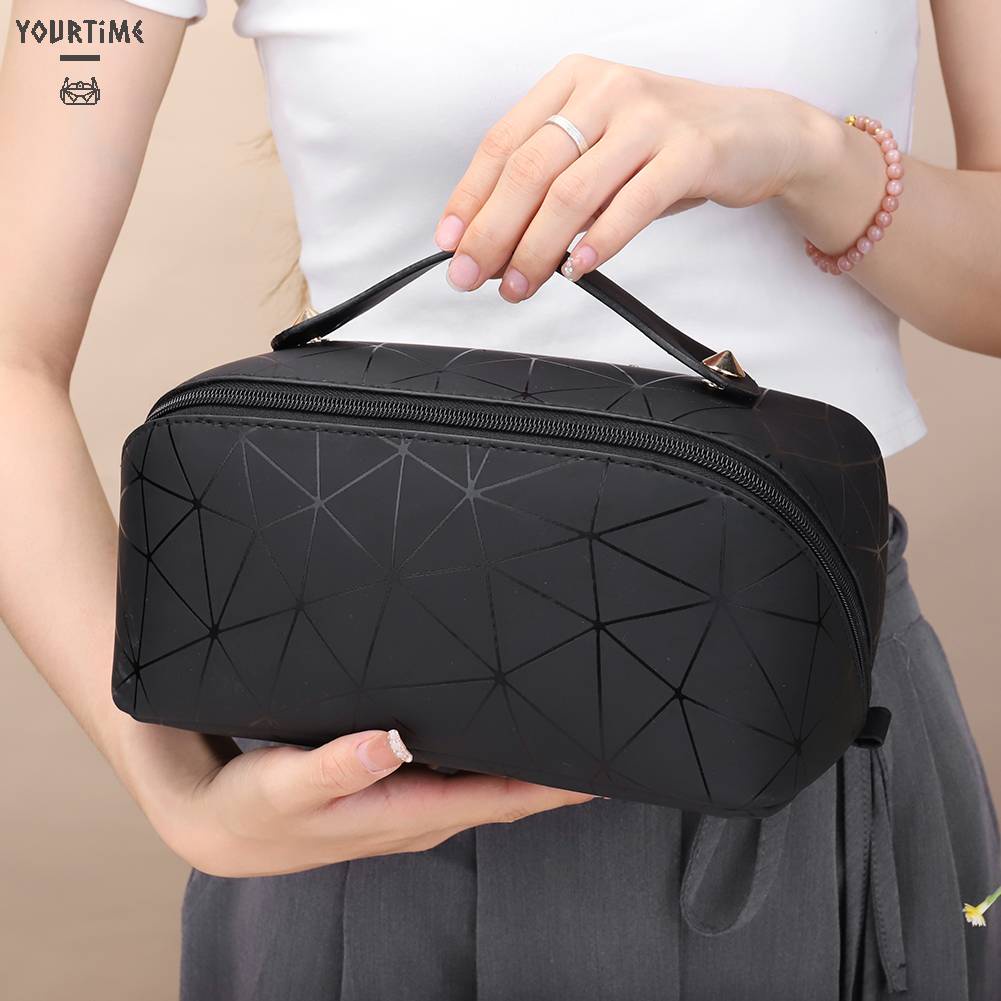 Túi Da PU Đựng Mỹ Phẩm Đa Năng Họa Tiết Lưới Hình Thoi