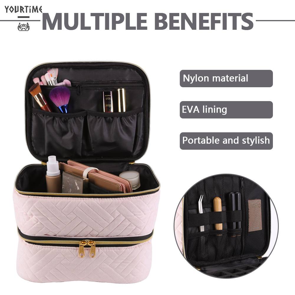 Túi Đựng Mỹ Phẩm Cầm Tay Có Khóa Kéo Sức Nặng Tháo Rời Được Tiện Lợi