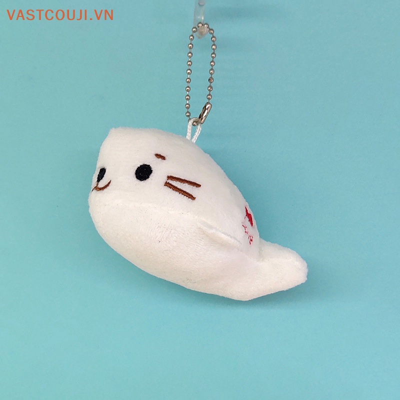 Vastji 1 Cái Màu Trắng Nhỏ Dễ Thương 10cm Approx. Móc Khóa Hình Đồ chơi nhồi bông Đáng Yêu