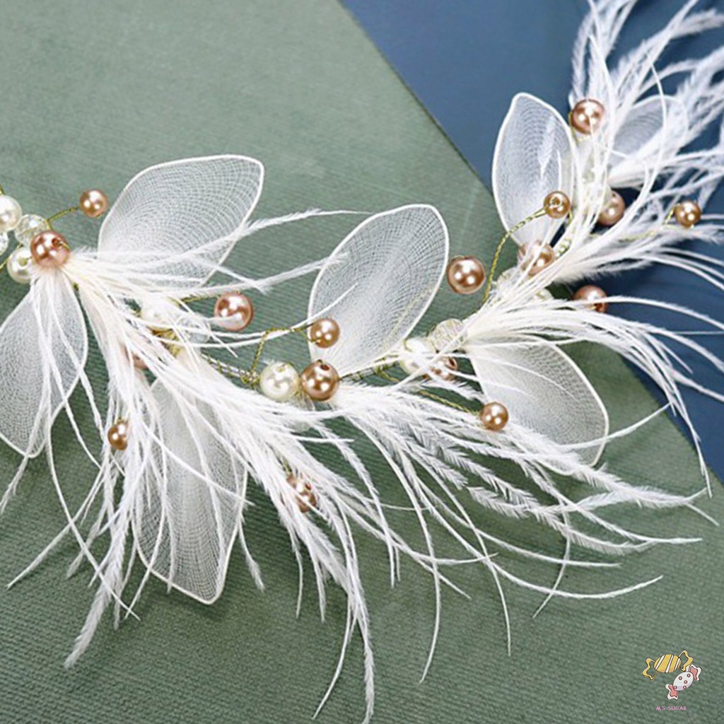 YADORNOS Trâm Cài Tóc Hình Lông Vũ Mạ Vàng Đính Hạt Kiểu Cổ Điển