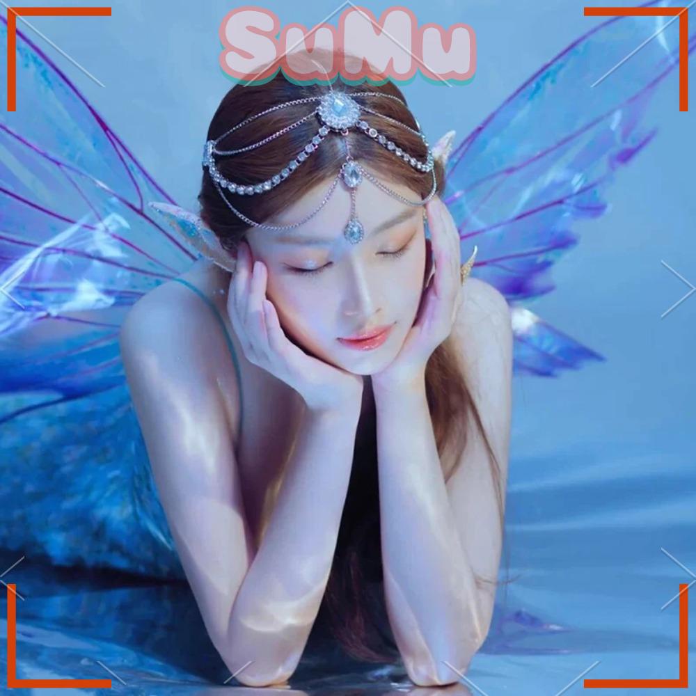 SUMU Băng Đô Hoa Đính Đá Tua Rua Cho Cô Dâu