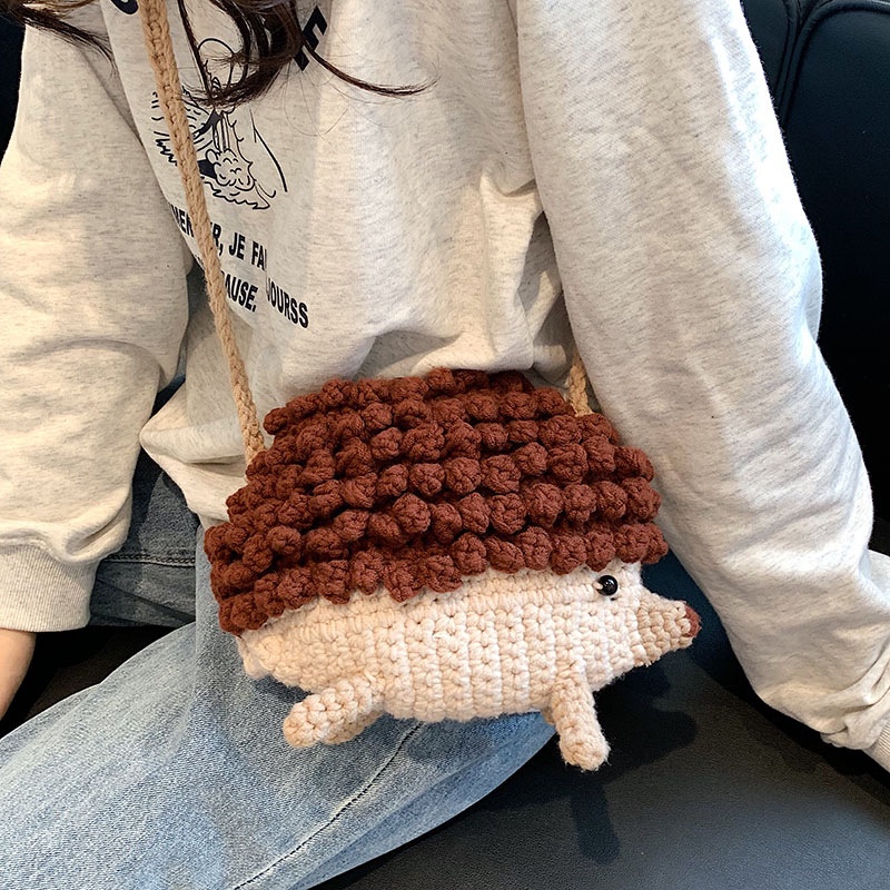 Túi Len Đeo Chéo Hình Nhím Nhỏ Cho Bé Trai Và Bé Gái