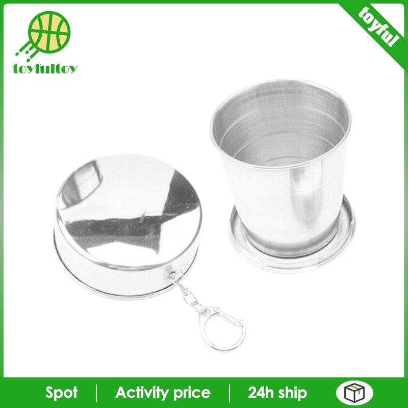 Cốc Uống Nước Bằng Thép Không Gỉ Có Thể Gấp Gọn Kèm Móc Khóa Tiện Lợi