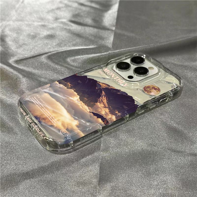 Ốp Điện Thoại Mềm Trong Suốt In Hình Núi Tuyết Cho Iphone 14Promax 1312 / 11 7 / 8plus xr /ins IPYS