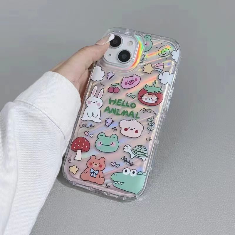 Ốp Điện Thoại Dẻo Màu Laser In Họa Tiết Hoạt Hình Động Vật Dễ Thương Cho iphone1412promax F9FL 1311 8p 7