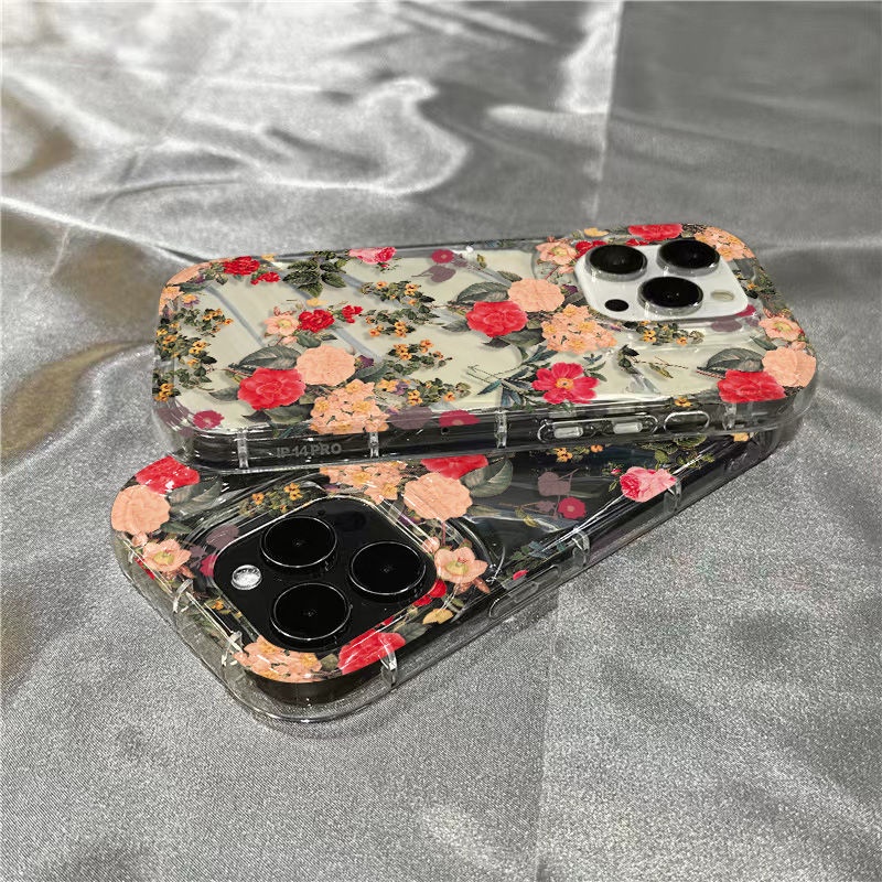 Ốp Điện Thoại Mềm Trong Suốt Họa Tiết Hoa Retro Cho Iphone 14Promax 1312 / 11 7 / 8plus xr / sins VIK8