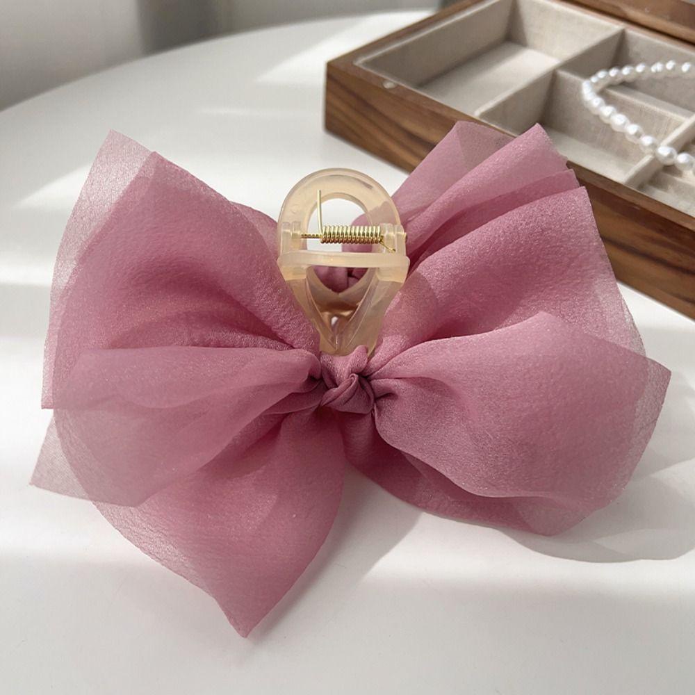 Kẹp Tóc Lưới Màu Trơn Hình Cá Mập Bằng Vải Tuyn Thời Trang Mùa Hè