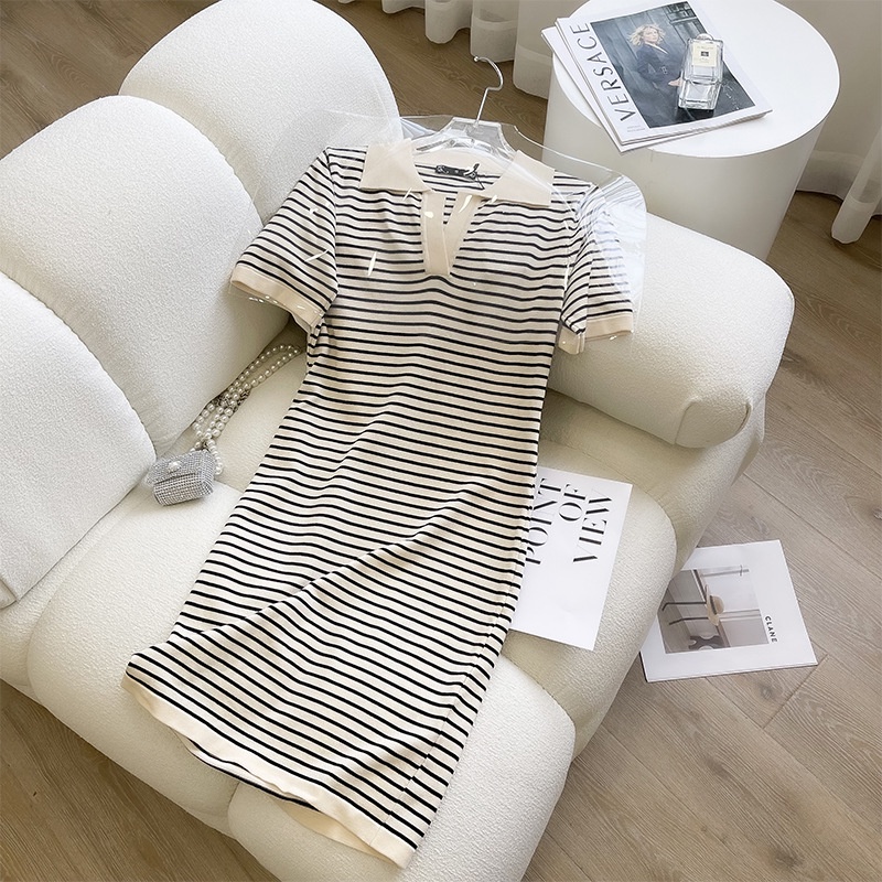 Đầm Dệt Kim Tay Ngắn Dáng Ôm Thời Trang Mùa Hè Xinh Xắn Cho Nữ