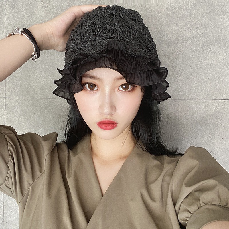 Mũ Cói Chống Nắng Phối Ren Xinh Xắn Thời Trang