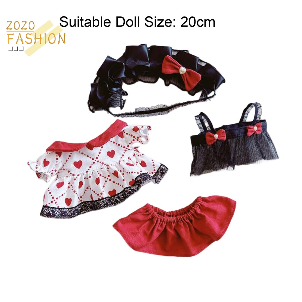 1 Bộ Trang Phục Gồm Áo Hai Dây Và Váy 20cm In Họa Tiết Trái Tim Dễ Thương Cho Búp Bê