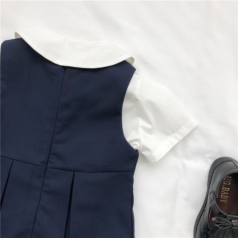 Bộ Áo Sơ Mi Ngắn Tay + Chân Váy Phong Cách Hàn Quốc Cho Bé Gái