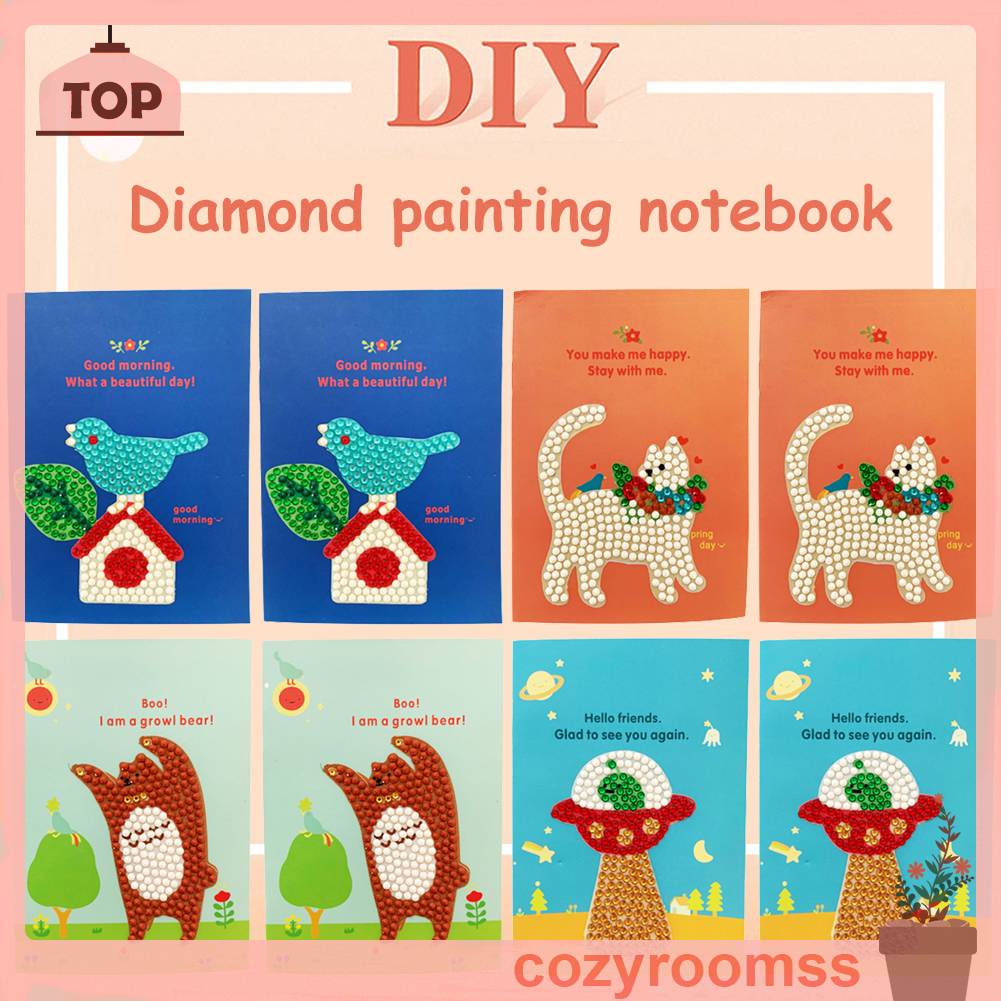 Set 8 Tấm Sổ Tay Phác Thảo Đính Đá DIY Sáng Tạo Đẹp Mắt