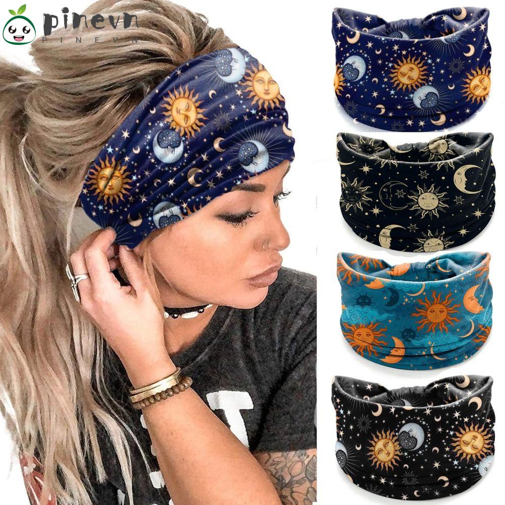 Băng Đô Bản Rộng Co Giãn In Họa Tiết Hoa / Ngôi Sao Phong Cách Vintage Thời Trang Cho Nữ