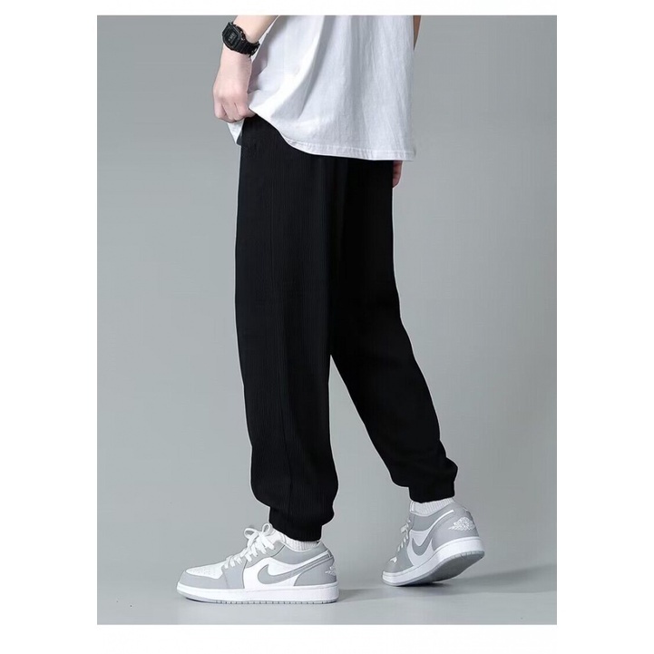 Quần Jogger Lưng Thun Co Giãn Bằng Lụa Lạnh Màu Xám Cỡ Lớn 50-150KG 10XL 9XL Phong Cách Hip Hop Thời Trang Cho Nam