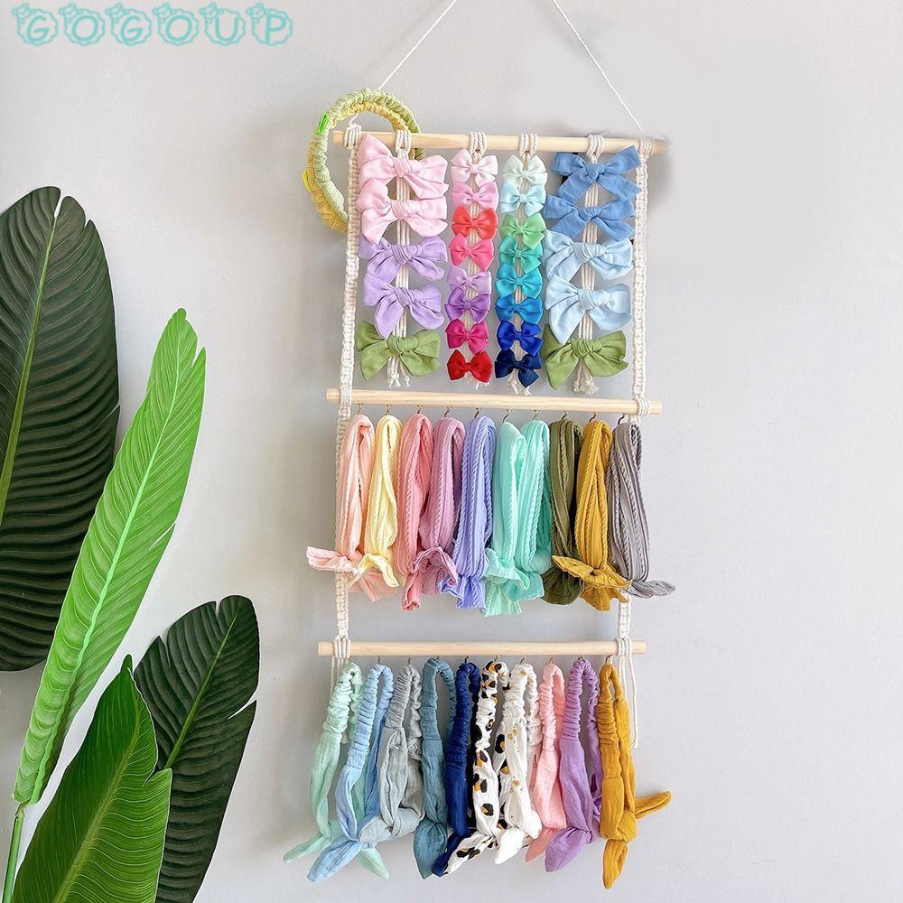 GOGOUP Giá Đỡ Trưng Bày Băng Đô Cài Tóc Gắn Tường Trang Trí Phòng Bé Gái