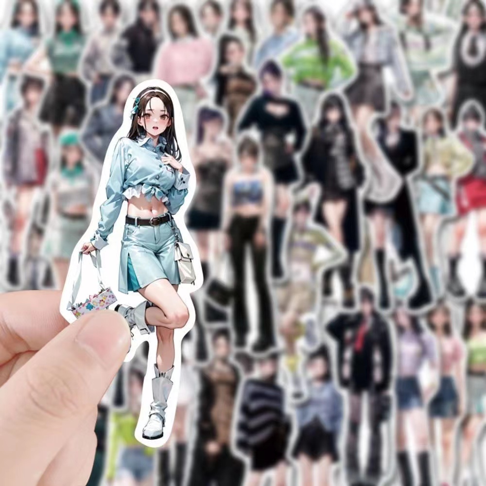 Bộ 72 Miếng Dán Trang Trí Sổ Tay Hình Cô Gái anime Thời Trang