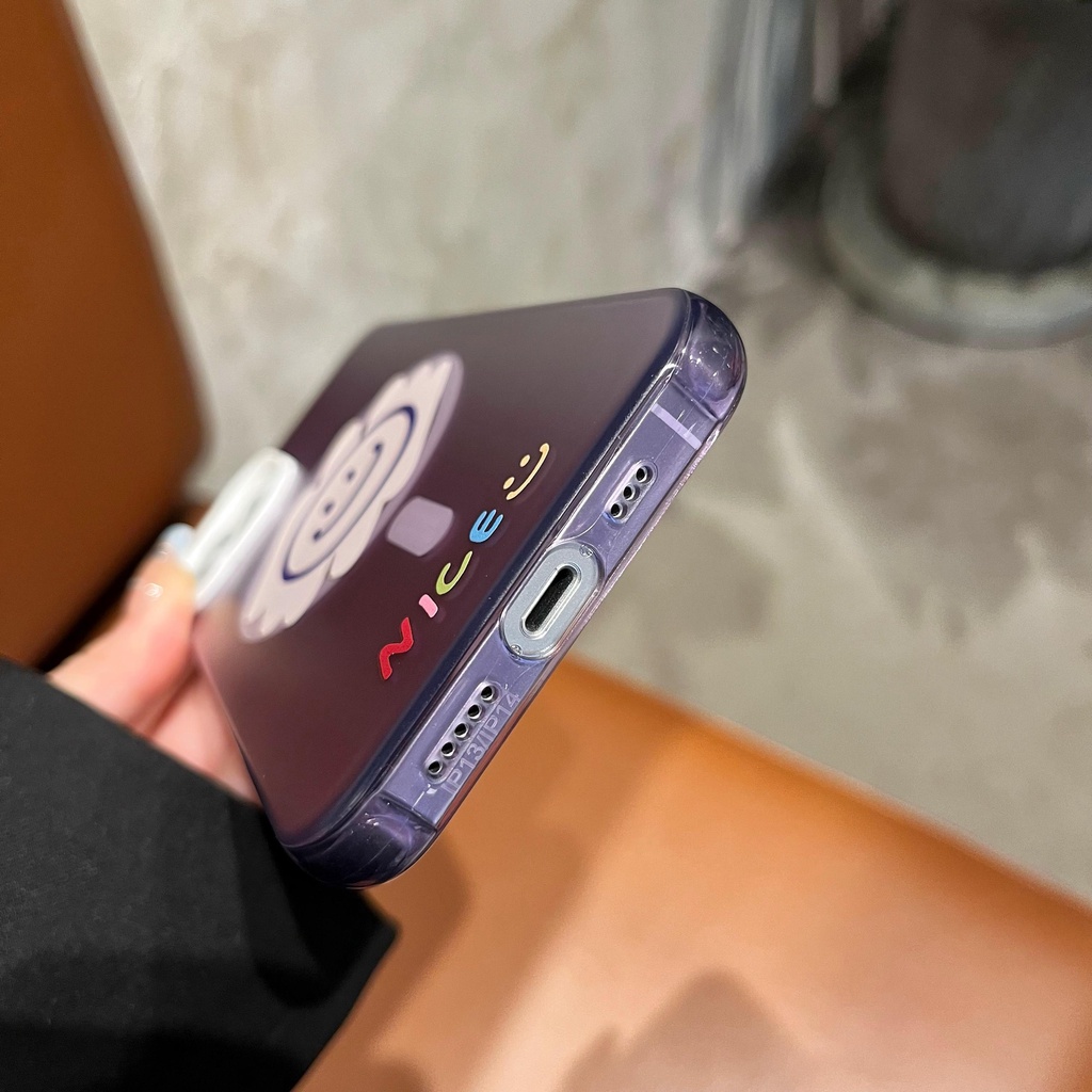 Ốp Điện Thoại Tpu Mềm Nhám Trong Suốt In Họa Tiết Mặt Cười Có Nam Châm Cho iPhone 14 Pro Max 13 12 11