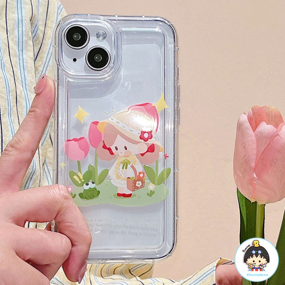 Ốp Điện Thoại TPU Mềm Trong Suốt Chống Sốc In Hình Cô Gái Dễ Thương Cho IPhone 14 13 12 11 Pro Max X XR 8 7 Plus